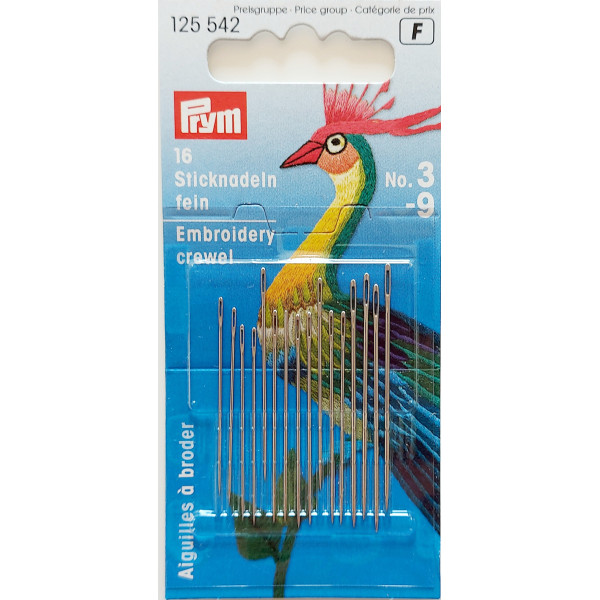 Prym - Aghi per Ricamo Crewel con Cruna Oro - Assortiti 3-9